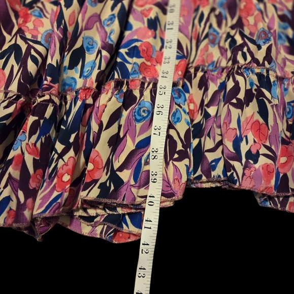 Raga Long Maxi Skirt Floral Boho Women's 1X Flowy Gathered Tiered Pink Purple - Picture 7 of 8